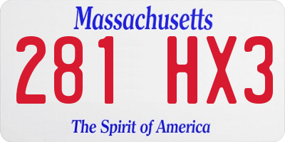 MA license plate 281HX3
