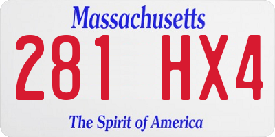 MA license plate 281HX4