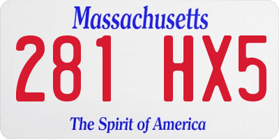 MA license plate 281HX5