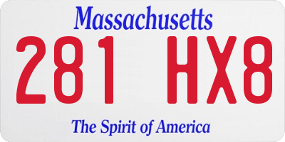 MA license plate 281HX8