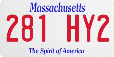 MA license plate 281HY2
