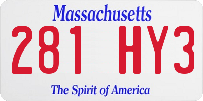 MA license plate 281HY3