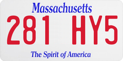MA license plate 281HY5