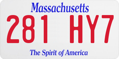 MA license plate 281HY7