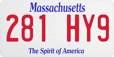 MA license plate 281HY9