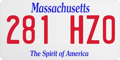 MA license plate 281HZ0