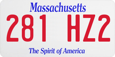 MA license plate 281HZ2