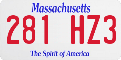 MA license plate 281HZ3
