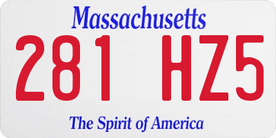 MA license plate 281HZ5