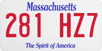 MA license plate 281HZ7