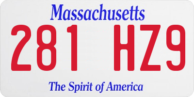 MA license plate 281HZ9