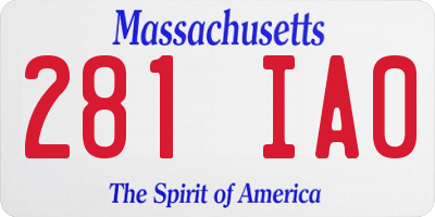 MA license plate 281IA0