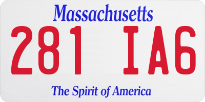MA license plate 281IA6