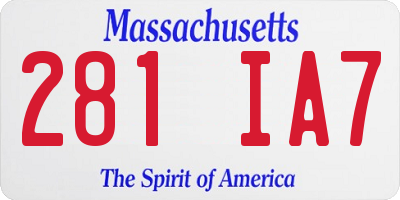 MA license plate 281IA7