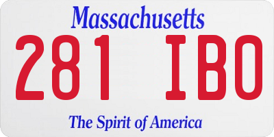 MA license plate 281IB0