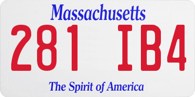MA license plate 281IB4