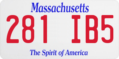 MA license plate 281IB5