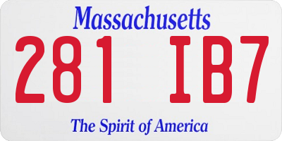 MA license plate 281IB7