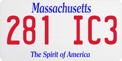 MA license plate 281IC3