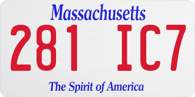 MA license plate 281IC7
