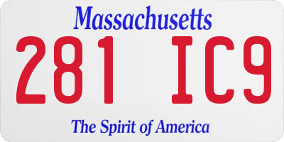 MA license plate 281IC9