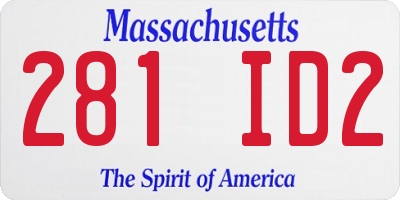 MA license plate 281ID2