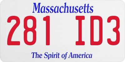 MA license plate 281ID3