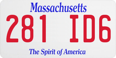 MA license plate 281ID6