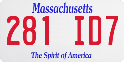 MA license plate 281ID7