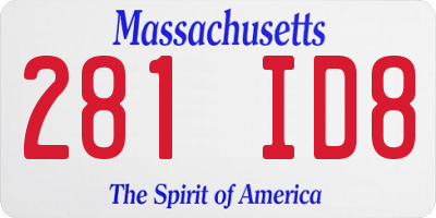 MA license plate 281ID8