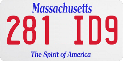 MA license plate 281ID9