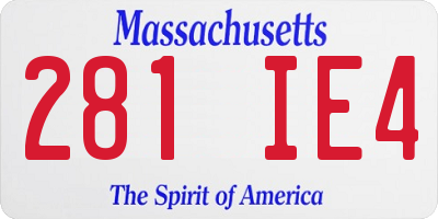 MA license plate 281IE4