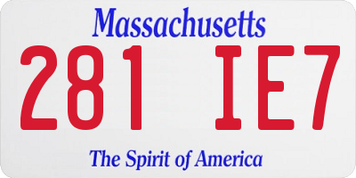 MA license plate 281IE7