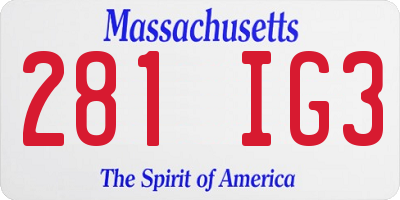 MA license plate 281IG3