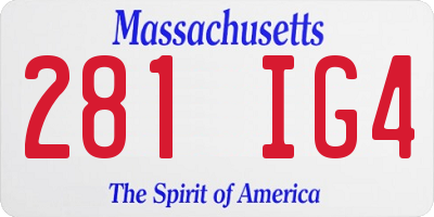 MA license plate 281IG4