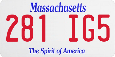 MA license plate 281IG5