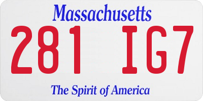 MA license plate 281IG7