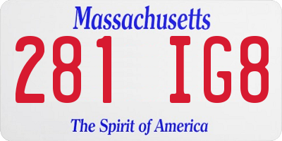 MA license plate 281IG8