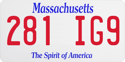 MA license plate 281IG9