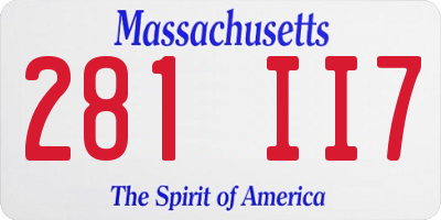 MA license plate 281II7