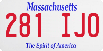 MA license plate 281IJ0