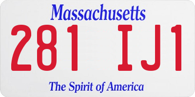 MA license plate 281IJ1