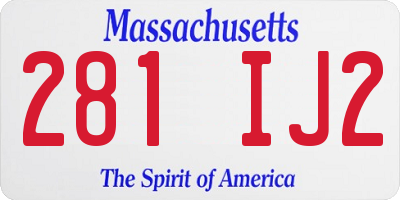 MA license plate 281IJ2