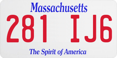 MA license plate 281IJ6