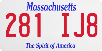 MA license plate 281IJ8