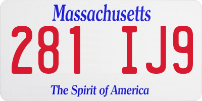 MA license plate 281IJ9