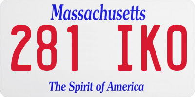 MA license plate 281IK0