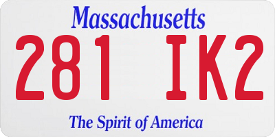 MA license plate 281IK2