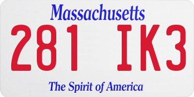 MA license plate 281IK3