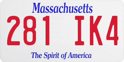MA license plate 281IK4
